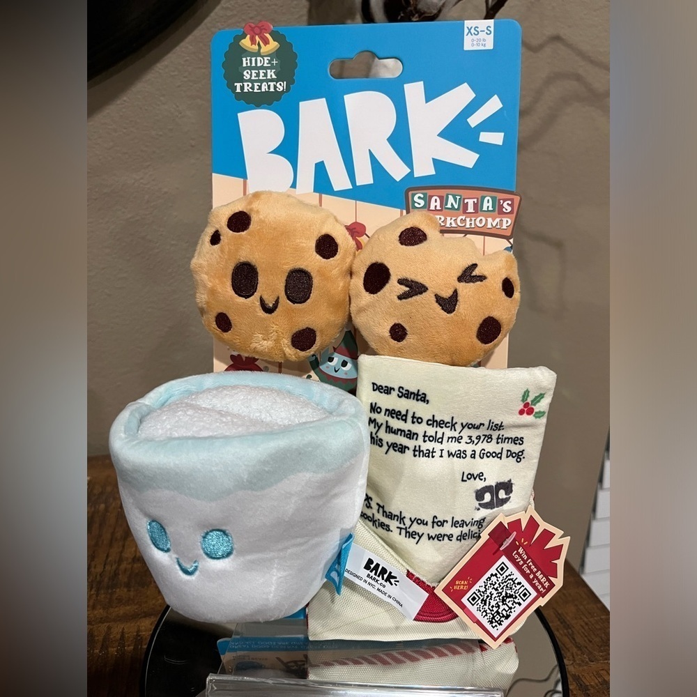 Bark Holiday Cookie & Cocoa Plush Toy Set - Brown, White, Light Blue